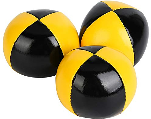 Jongleringsbollar, 3st Gul Svart PU Thud Slitstarka Jongleringbollar Clownspelande Jongleringsbollset för Proffs Nybörjare