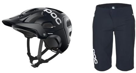POC Tectal Fahrradhelm - Leichter Trail- und All-Moutainh-Helm & Herren Essential Enduro Shorts, Uranium Black, MED