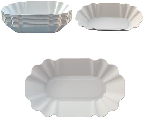 KM · GAMING 10 Stück Set Mehrweg Kunststoff PP Pommes & Currywurst Schale cremeweiß (Made in Germany/bruchfest/Spülmaschinen und Mikrowellen geeignet/stapelbar)