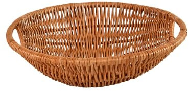 MyBer® K7-425 - Cuenco de mimbre para fruta, pan, pastelería, cesta de mimbre, bandeja de transporte, tamaño 45/10 cm, color marrón, hecho a mano