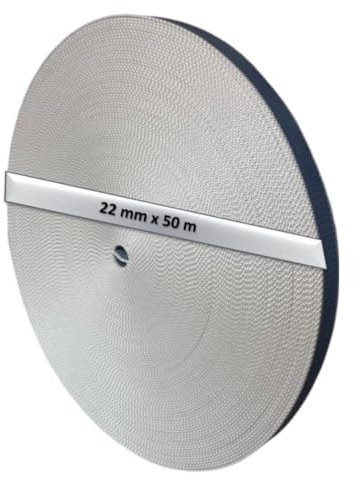 Cinta para Persianas 20mm de Ancho Calidad EXTRA - Color Gris Claro | Cuerda de repuesto para Carretes de Persiana | Resiste los Rayos UV | Cinta Recogedor Persiana 20 mm x 50 metros