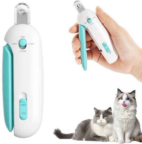 AABDTYYD Cat Nail Clipper with Adjustable 3-Size Trimming Hole Hidden Nail File | Safe Anti-Splash Cat Claw Clippers for Kittens Indoor Cats Home Grooming(Blue)