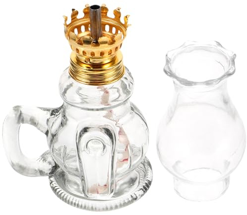 PAMINGONO Lámpara de Petróleo Vintage Portátil Lámpara de Aceite Decorativa para Camping y Hogar Diseño Chino Clásico con Mecha Resistente y Fácil de Usar