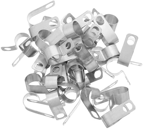 jojofuny Lot de 120 Colliers de Serrage en Aluminium Forme R Épaisseur 05 MM Fixation Inox 304 pour Câbles et Tubes de 12 MM Clips Câbles Robustes et Isolés Clips Métalliques pour