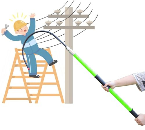 Högspänningsräddningskrok 10-220KV, isolerad pol nödsäkerhetsverktyg 16 tums öppning för elektrisk chockförebyggande, Slungbar Epoxihandtag 220 Lbs Kapacitet Non Slip Grip bärbar design