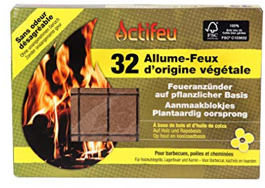 ACTIFEU ACTBCC32 Allume-feu Cubes Bois compressé, Neutre