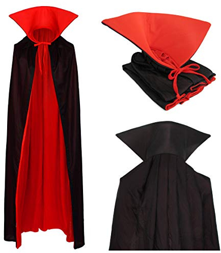papapanda Vampyr cape ståkrage svart röd 130 cm vuxna och barn
