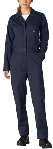 Dickies Women's Long Sleeve Cotton Twill Work Utility Coveralls, Dark Navy, L UK