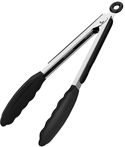 Starchef Kitchen Food Tongs - Utensil for Cooking, Serving, Barbecue, Salad, Buffet(9/Black)