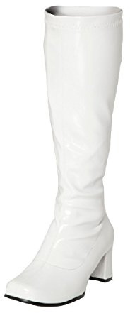 The Footwear Ladies Women Fancy Dress Party Go Go Knee High Boots 60s 70s Retro (White, Numeric_8)
