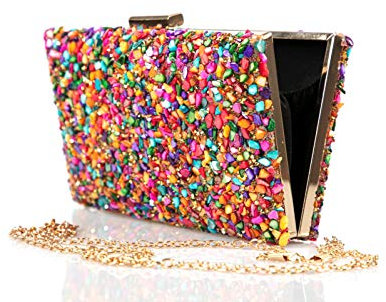 la monsita Bolso cartera de fiesta multicolor con cadena