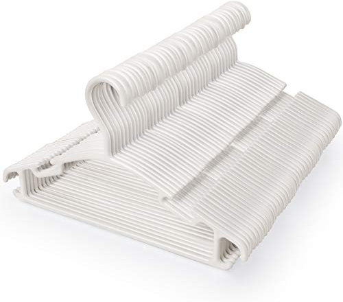 48 Stück Baby Kleiderbügel Kinder Antirutsch,Starke Babykleiderbügel Langlebig Kleiderbügel aus Kunststoff Kinderkleiderbügel Schmale für Babys und Kleinkinder zum Kinderbekleidung,Länge 27,5cm,Weiß