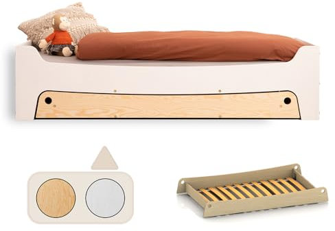 smartwood TILA 10 Kinderbett 80x180 mit Lattenrost und Ausziehbett - Holz Kinderbett für Jungen & Mädchen - Montessori Bett mit Lattenrost 180x80 cm - Weiß