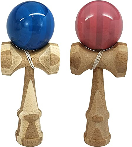 KENDAMA TOY CO. 2 Pack | Competition Pro Kendama Full Size | Solid Wood Ball and Cup Coordination Toy | Pink and Blue Bundle