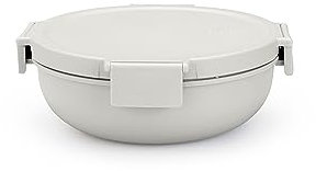 Brabantia - Make & Take Salad Bowl 1.3L - Removable Tray for Toppings & Dressing - Airtight Closure - Leakproof - Secure Click Closing - Suitable for Freezer - Dishwasher & Microwave Safe - Light Grey