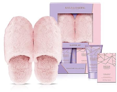 Baylis & Harding Jojoba, Vanilla & Almond Oil Luxury Slipper Gift Set (Pack of 1) - Vegan Friendly