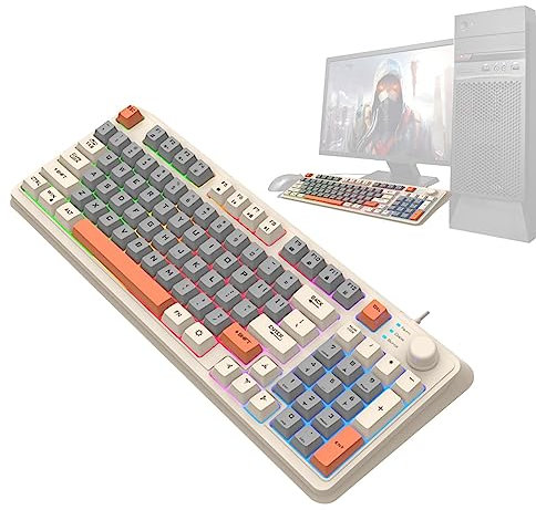 Tebinzi PC Gamings Keyboards Mechanical - Computer Keyboards 94-Key Mechanical Keyboard,K82 Tricolor Wired Keyboard PC Keyboard Backlit Keyboard For Desktop Computer