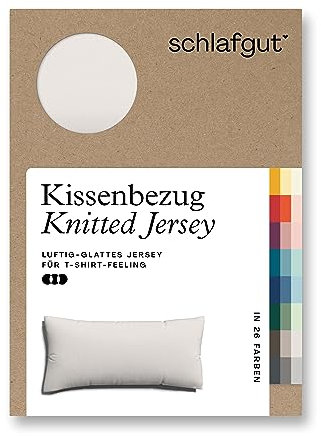 schlafgut Knitted Jersey Kissenbezug 40 x 80 cm Sand Light Uni weicher Premium Kopfkissenbezug einzeln, faltenfrei mit Elasthan
