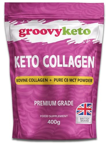 Keto Collagen by Groovy Keto | Bovine Collagen Peptides Powder + MCT C8 Powder | Hydrolysed Collagen & MCT C8 Oil | Sugar Free | Keto Friendly | Collagen Supplements | Unflavoured