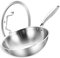 LOLYKITCH 26 CM Tri-ply Stainless Steel Wok Pan with Lid,Riveted Ergonomic Handle,Compatible with Induction Stove,Heavy Duty and Oven Safe