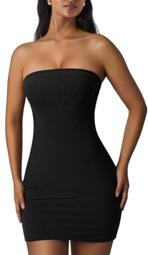 XXTAXN Women's Sexy Tube Sleeveless Bodycon Cocktail Party Mini Dress Black