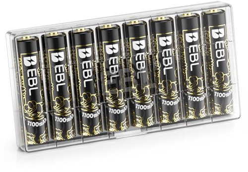 EBL 8PCS Piles AAA Rechargeables Dragon, AAA Piles Rechargeables Pro 1100mAh NiMH 1.2V Haute Capacité, Large Compatibilité Durable Couleur d'or