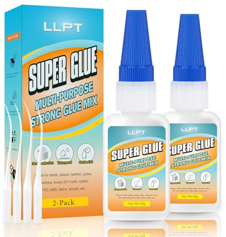 LLPT superlim | Net 20 g | klart universallim med anti-igensättning | Snabbt och starkt superlim för plast metall glas läder (LSG020-2) | 2 förpackningar