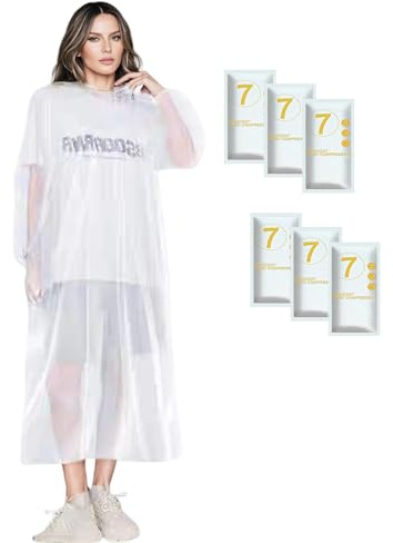 flintronic Pack de 6 Poncho Impermeable Mujer y Hombre, Desechables Chubasquero Paquete familiar para Viajes, Picnic, Deportes, Senderismo Ciclismo y Festival, Blanco