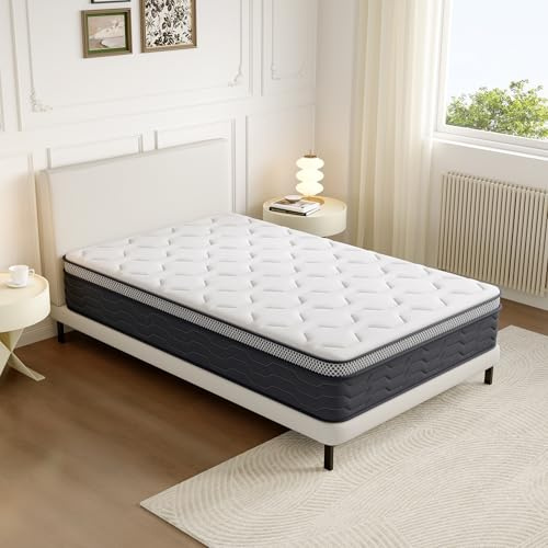 DEWINNER Colchón 105x190 cm - Espuma Viscoelástica de colchones muelles ensacados y viscoelastica, Soporte Lumbar Ergonómico,27 cm Grosor, 7 Zonas