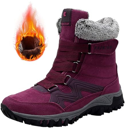 Genérico Botas cálidas de invierno con cordones para mujer, botas de plataforma media pantorrilla para mujer, punta redonda, bota acolchada, botas, invierno, cálido, bota, bota, de gran tamaño, zapato