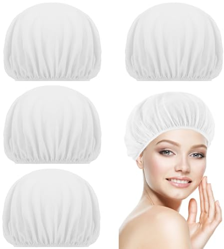 4pcs Hair Nets For Sleeping, Mesh Sleeping Caps for Curly Hair, Mesh Sleep Bonnets For Sleep Night, Hairs Net For Rollers, Elastic Hairnet for Women(White)