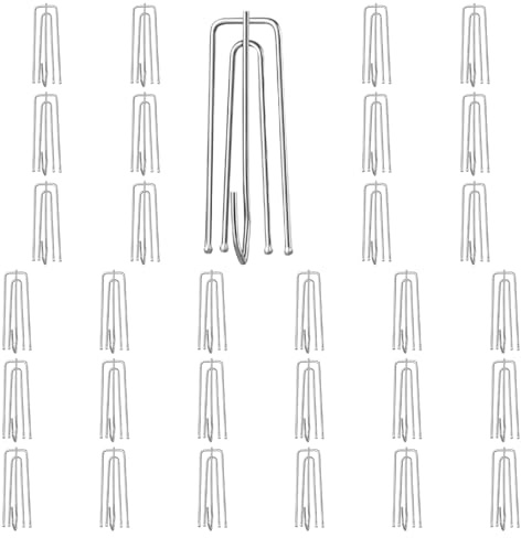 30 Piezas Ganchos para Cortinas de Acero Inoxidable, Gancho de Pliegues para Cortina, Ganchos para Cortina de Ducha de Metal, 4 Puntas Gancho para Visillos para Cortinas, Ventanas, Puertas, Baños