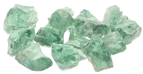 Veemoon Piedras de Vidrio para Acuario 3-5 Cm 2 Libras, Grava Decorativa Verde Hielo para Paisaje Acuático, Rocas para Peceras, Plantas de Interior y Estanques