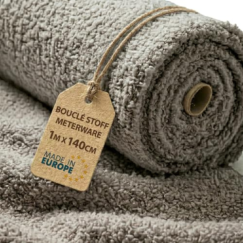 Tessuto per Tappezzeria Bouclé 1 M x 140 cm - Tessuti a Metraggio per Divani Stoffa per Poltrone Tessuto per Divani a Metro Stoffa Arredo Teddy Ideale per Cuscini Rivestimento Oeko Tex Grigio chiaro