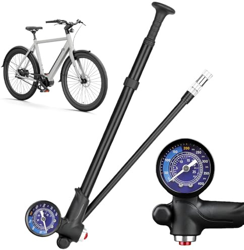 SKJJM High-Pressure Bike Shock Pump (Max 400 PSI), 3 in 1 High Pressure Shock Pump With Pressure Gauge, Rear Fork Pump and Tyre Inflator, Portable Bicycle Pump with Bleed Valve for all Bikes