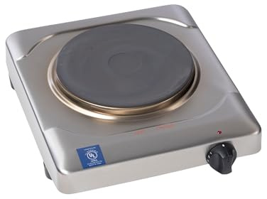 Cadco KR-S2 11 1/2 Portable Stainless Steel Cast Iron Electric Hot Plate, 120 Volt, 9 lbs, Burner and Infinite Controls, For Commercial Use