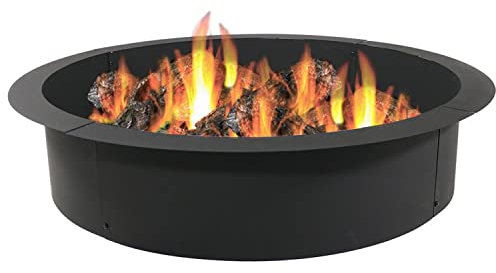 Sunnydaze Outdoor Fire Pit Ring - Heavy-Duty Round Steel Fire Ring Insert - DIY Above or In-Ground - 45-Inch Outer/39-Inch Inner Diameter