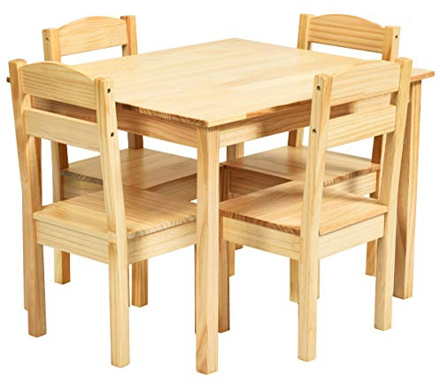 Costzon Kids Table and Chair Set, 5 Piece Wood Activity Table & Chairs for Children Arts, Crafts, Homework, Snack Time, Preschool Furniture, Gift for Boys Girls, Toddler Table and Chair Set (Natural)