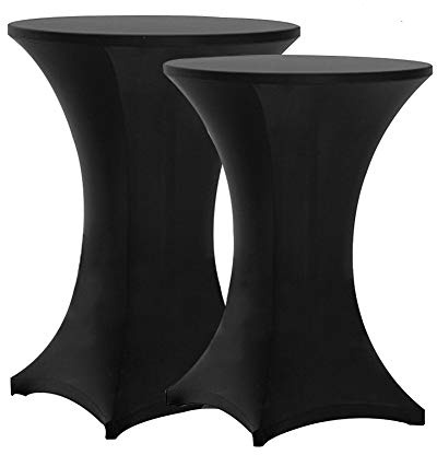 Tina 2 Pack 32x43 Inch Highboy Spandex Cocktail Table Covers Black, Cocktail Table Spandex Covers, Fitted Stretch Cocktail Tablecloth for Round Tables (2PC 32x43 Black)