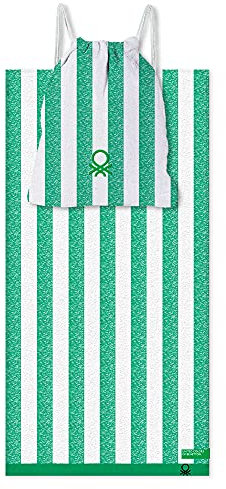 Benetton United Colors of Set mit 2 Strandtuch, 90 x 160 cm + 1 Tasche 144 TC, Grün BE196