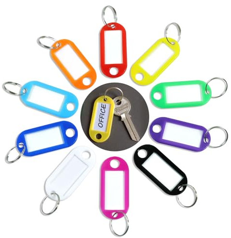 Redamancy Llaveros Etiqueta, 30 Pack Clave Etiquetas, Llaveros Plástico, Llaveros con Anillas Divididas, Usado Para Etiqueta De Identificación Para Etiquetas de Oficina de Hotel, Viaje, Equipaje