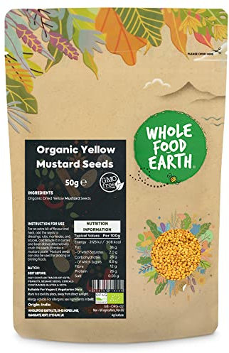 Wholefood Earth Organic Yellow Mustard Seeds 50 g | GMO Free | Certified Organic