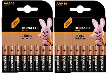 32X Duracell AAA Plus Alcalina (2 Blister Da 16 Batterie) 32 Pile Mini Stilo