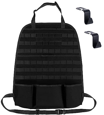 KEESIN Taktischer Autositz-Organizer, taktische Molle, große Admin-Tasche, Fahrzeug-Panel-Organizer, Aufbewahrungstasche mit 2 Autositz-Haken (schwarz)