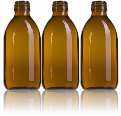 AQUAPURELIFE Lot de 3 ou 5 bouteilles en verre ambre | Bouchon de dosage | Spécial pour cosmétique +pharmacie+liquides (250 ml, pack3)