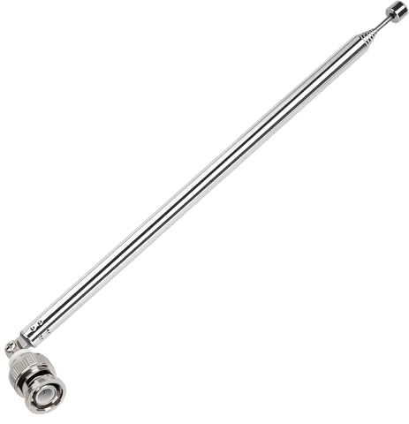 VooGenzek 100cm 7 Sektioner Teleskopantenn, Bärbar FM Radioantenn Ersättning, mit BNC Stecker, för TV, Radio DAB FM/AM Stereomottagning