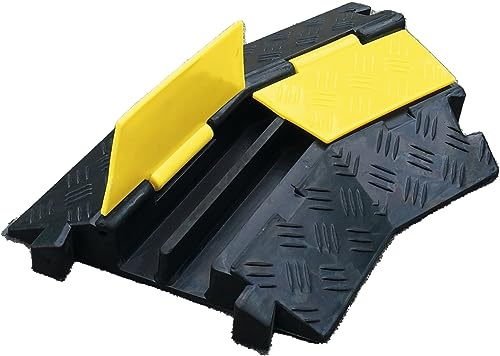 as - Schwabe Kabelbrücke 2 Kanal 45° Bogen 420 x 245 x 40mm - Kabelschutzmatte Vollgummi - Kabelkanal 32 x 32 mm - Schlauchbrücke Belastbarkeit bis 10t - Überfahrschutz für Kabel - schwarz/gelb, 63226