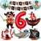 Bluelves Piraten Kindergeburtstag Luftballons 6 Jahre,Piratenschif Folienballons Geburtstagsdeko,Ozean Tiere Hai Helium Luftballon,Piratenschiff Ballons Deko für 6 Jahr Kinder Geburtstagsfeier