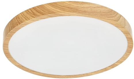 EDO LED Taklampa PERETI 18 Watt 3000K Varm Vit IP44 Vattentät Badrumslampa Rund För Vardagsrum Badrum Inomhus 29,5 cm 1800 lm Trä Ring