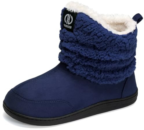 JEBUKTXE Stivaletti Pantofole per Uomo Donna Invernali Pantofole da Casa in Peluche Calde Ciabatte Chiuse Alte Stivaletto Memory Foam Stivali da Casa Blu Taglie 46 47